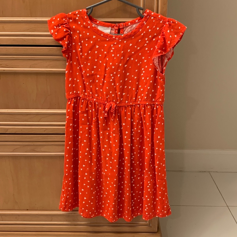 Wonderkids Vibrant Red Dress with White Hearts